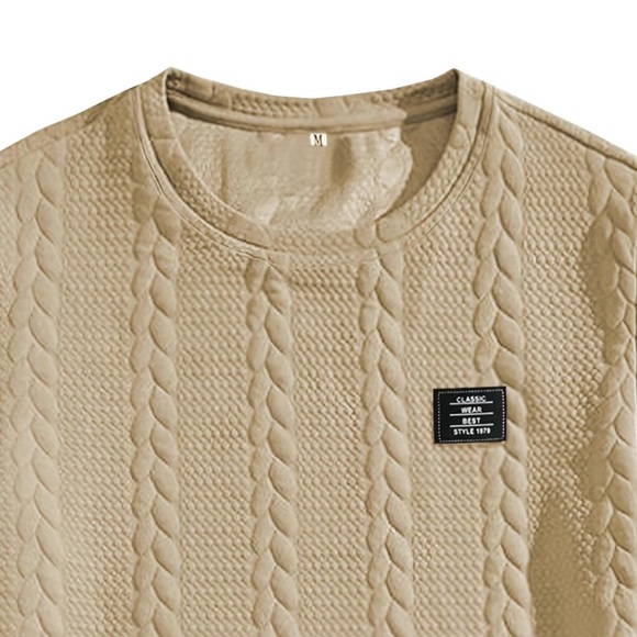 NWOT Men’s Solid Textured Tee& Drawstring Waist Shorts Set, L, Khaki B80 - Picture 3 of 5